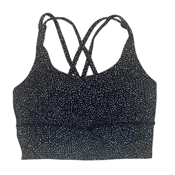 lululemon athletica Other - Lululemon Energy Bra Longline Strappy Back Size 6 Black White Dot Gym Girl Run